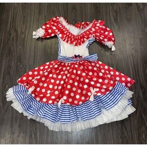 Wolff Fording Costume Girls 10A Red Polka Dot Lace Dress Vintage